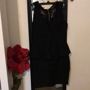 Peplum Back Lace Black Dress